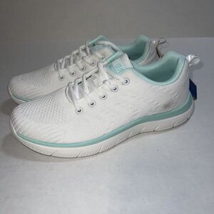 STQ‎ White Aqua Sneakers Women Walking Running Shoes Size 9.5 Brand New